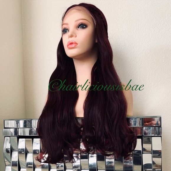 Accessories - Burgundy wig lace front middle part 24 inch long